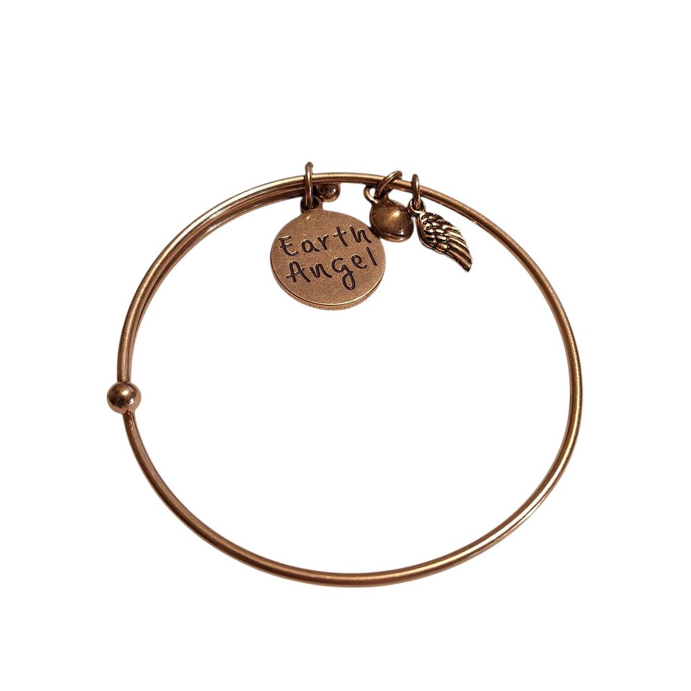 Earth Angel August Gemstone Copper Toned Charm Bracelet Angel Wing and Tree